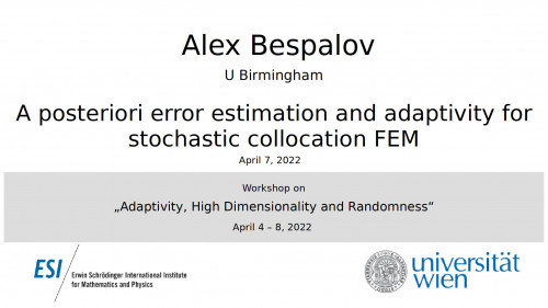Preview of Alex Bespalov - A posteriori error estimation and adaptivity for stochastic collocation FEM