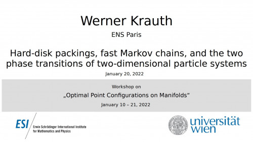 Preview of Werner Krauth - Hard-disk packings, fast Markov chains, and the two phase transitions of two-dimensional particle systems