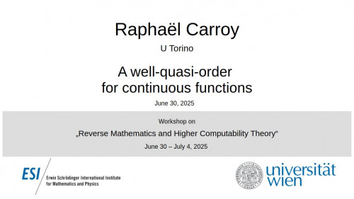 Preview of Raphaël Carroy - A well-quasi-order for continuous functions