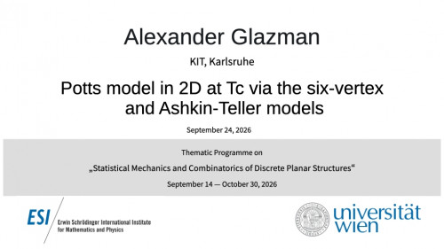 Preview of Alexander Glazman - Potts model in 2D at Tc via the six-vertex and Ashkin-Teller models
