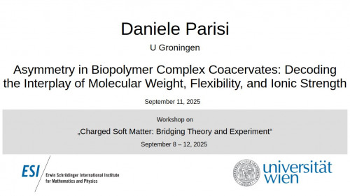 Preview of Daniele Parisi - Asymmetry in Biopolymer Complex Coacervates: Decoding the Interplay of Molecular Weight, Flexibility, and Ionic Strength