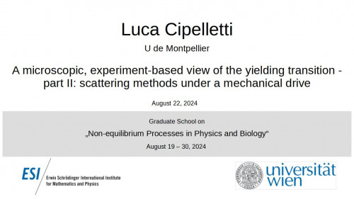 Preview of Luca Cipelletti - A microscopic, experiment-based view of the yielding transition - part II: the yielding transition of soft colloids