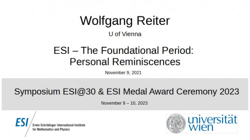 Preview of Wolfgang Reiter - ESI – The Foundational Period: Personal Reminiscences