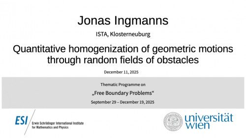 Preview of Jonas Ingmanns - Quantitative homogenization of geometric motions through random fields of obstacles