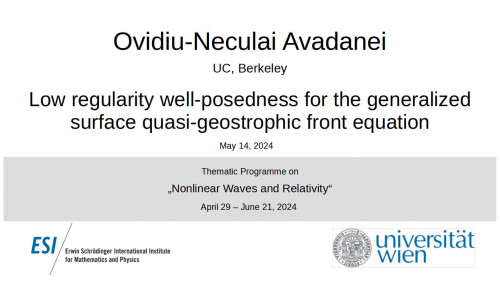 Preview of Ovidiu-Neculai Avadanei - Low regularity well-posedness for the generalized surface quasi-geostrophic front equation