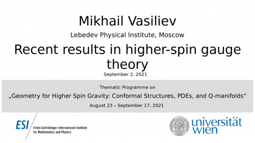 Preview of Mikhail Vasiliev - Recent results in higher-spin gauge theory