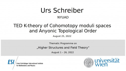 Preview of Urs Schreiber - TED K-theory of Cohomotopy moduli spaces and Anyonic Topological Order