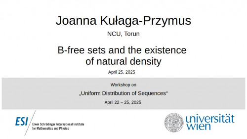 Preview of Joanna Kułaga-Przymus - B-free sets and the existence of natural density
