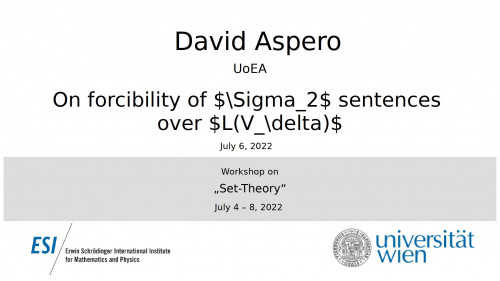 Preview of David Aspero - On forcibility of $\Sigma_2$ sentences over $L(V_\delta)$