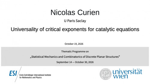 Preview of Nicolas Curien - Universality of critical exponents for catalytic equations