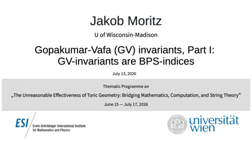 Preview of Jakob Moritz - Gopakumar-Vafa (GV) invariants, Part I: GV-invariants are BPS-indices