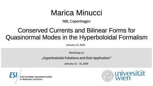 Preview of Marica Minucci - Conserved Currents and Bilinear Forms for Quasinormal Modes in the Hyperboloidal Formalism