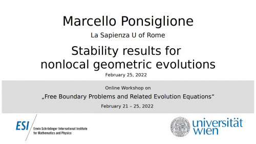 Preview of Marcello Ponsiglione - Stability results for nonlocal geometric evolutions