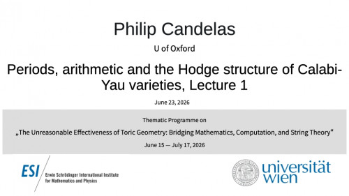 Preview of Philip Candelas - Periods, arithmetic and the Hodge structure of Calabi-Yau varieties (part 1 of 2)