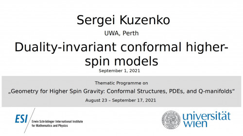 Preview of Sergei Kuzenko - Duality-invariant conformal higher-spin models