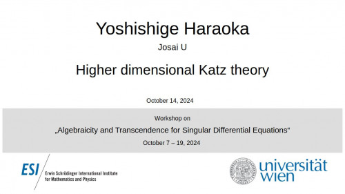 Preview of Yoshishige Haraoka - Higher dimensional Katz theory