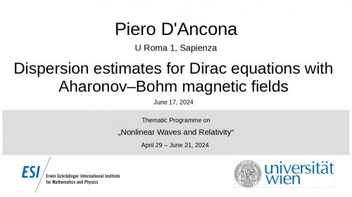 Preview of Piero D'Ancona - Dispersion estimates for Dirac equations with Aharonov–Bohm magnetic fields