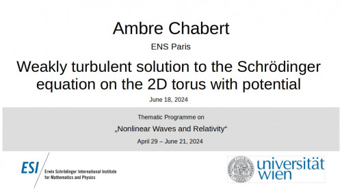 Preview of Ambre Chabert - Weakly turbulent solution to the Schrödinger equation on the 2D torus with potential