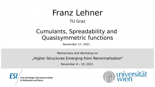 Preview of Franz Lehner - Cumulants, Spreadability and Quasisymmetric functions