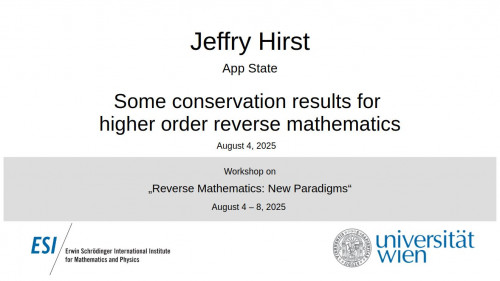 Preview of Jeffry Hirst - Some conservation results for higher order reverse mathematics