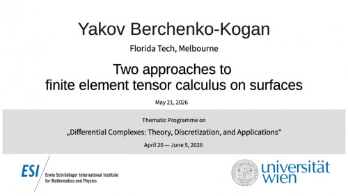 Preview of Yakov Berchenko-Kogan - Two approaches to finite element tensor calculus on surfaces