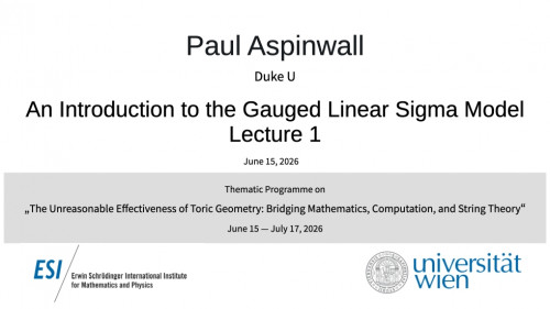 Preview of Paul Aspinwall - An Introduction to the Gauged Linear Sigma Model, Lecture 1