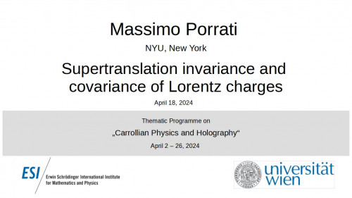 Preview of Massimo Porrati - Supertranslation invariance and covariance of Lorentz charges