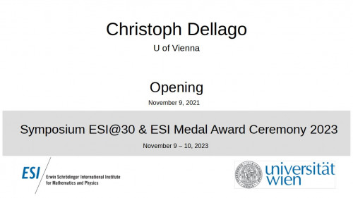 Preview of ESI Director Christoph Dellago - Opening ESI@30
