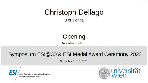 Preview of ESI Director Christoph Dellago - Opening ESI@30