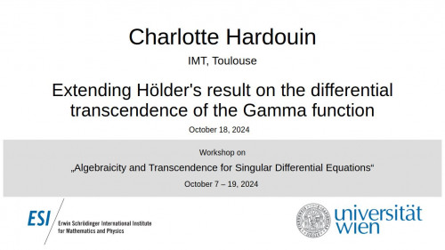 Preview of Charlotte Hardouin - Extending Hölder's result on the differential transcendence of the Gamma function