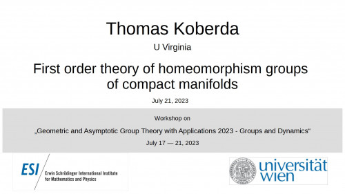 Preview of Thomas Koberda - First order theory of homeomorphism groups of compact manifolds