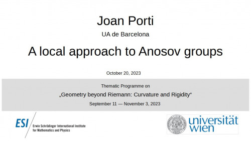 Preview of Joan Porti - A local approach to Anosov groups