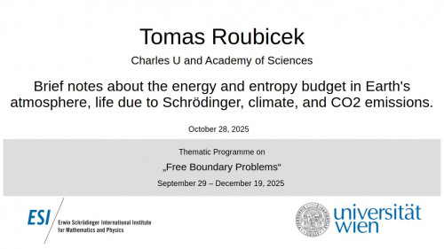 Preview of Tomàś Roubíček - Brief notes about the energy and entropy budget in Earth's atmosphere, life due to Schrödinger, climate, and CO2 emissions.
