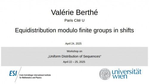 Preview of Valérie Berthé - Equidistribution modulo finite groups in shifts