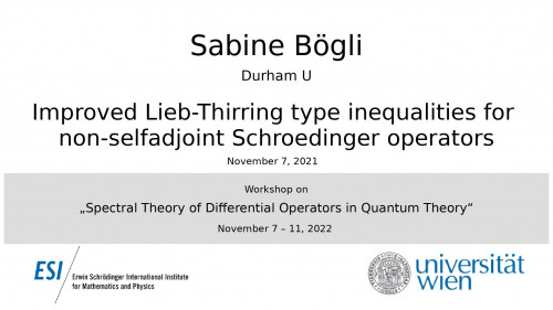 Preview of Sabine Bögli - Improved Lieb-Thirring type inequalities for non-selfadjoint Schroedinger operators