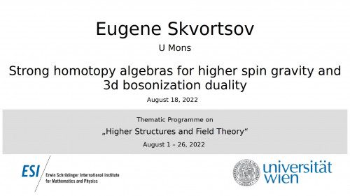 Preview of Eugene Skvortsov - Strong homotopy algebras for higher spin gravity and 3d bosonization duality