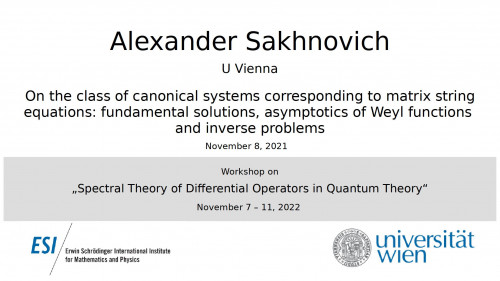 Preview of Alexander Sakhnovich - On the class of canonical systems corresponding to matrix string equations: fundamental solutions, asymptotics of Weyl functions and inverse problems
