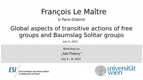 Preview of François Le Maître - Global aspects of transitive actions of free groups and Baumslag Solitar groups