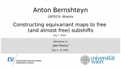 Preview of Anton Bernshteyn - Constructing equivariant maps to free (and almost free) subshifts