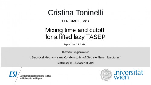 Preview of Cristina Toninelli - Mixing time and cutoff for a lifted lazy TASEP