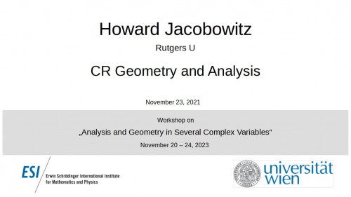 Preview of Howard Jacobowitz - CR Geometry and Analysis