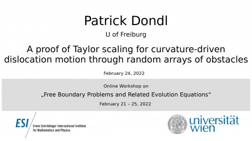 Preview of Patrick Dondl - A proof of Taylor scaling for curvature-driven dislocation motion through random arrays of obstacles