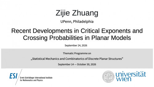 Preview of Zijie Zhuang - Recent Developments in Critical Exponents and Crossing Probabilities in Planar Models