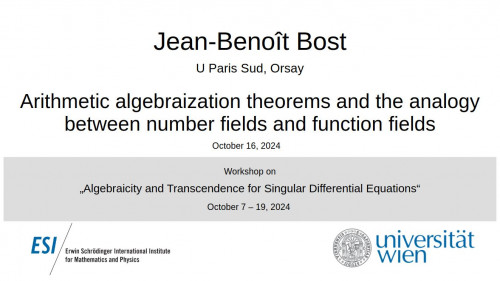 Preview of Jean-Benoît Bost - Arithmetic algebraization theorems and the analogy between number fields and function fields