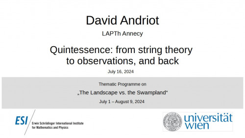 Preview of David Andriot - Quintessence: from string theory to observations, and back
