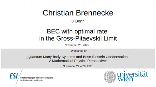 Preview of Christian Brennecke - BEC with optimal rate in the Gross-Pitaevskii Limit