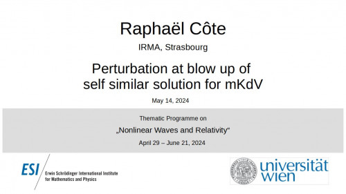 Preview of Raphaël Côte - Perturbation at blow up of self similar solution for mKdV