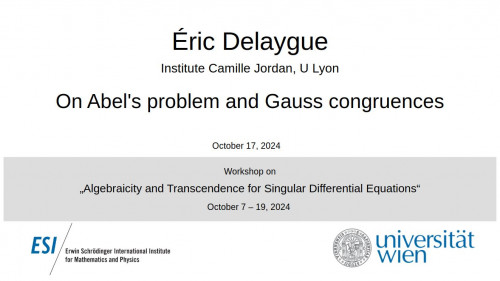 Preview of Éric Delaygue - On Abel's problem and Gauss congruences