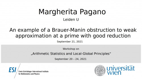 Preview of Margherita Pagano - An example of a Brauer-Manin obstruction to weak approximation at a prime with good reduction