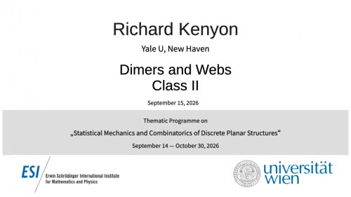 Preview of Richard Kenyon - Dimers and Webs, Class II